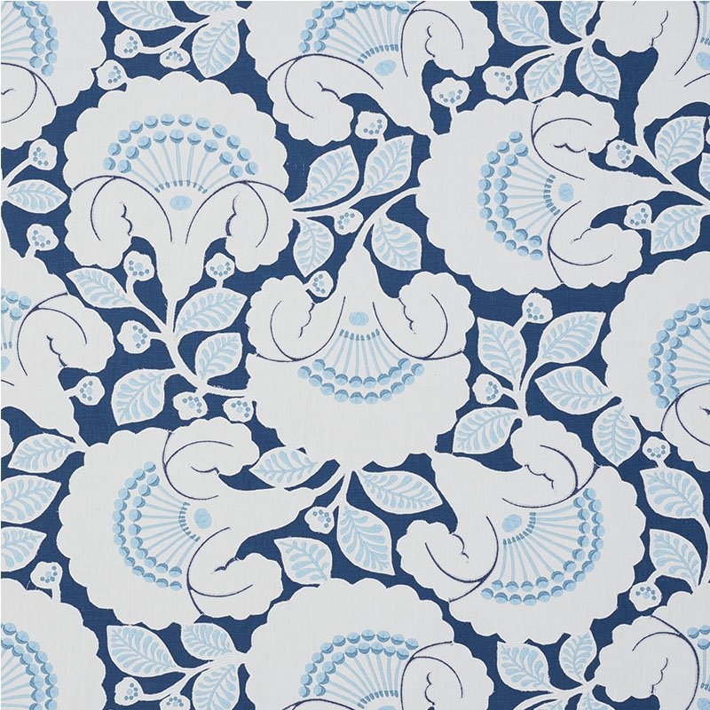Purchase sample of 77301 Jackie Applique Embroidery, Blue by Schumacher Fabric