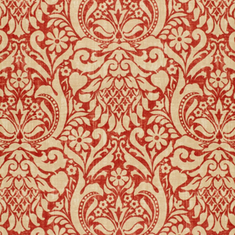 Purchase sample of 173342 Valencay Damask, Terracotta by Schumacher Fabric