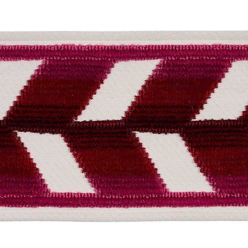 Sample 80183 Chevron Strie Velvet Tape, Garnet By Schumacher Trim