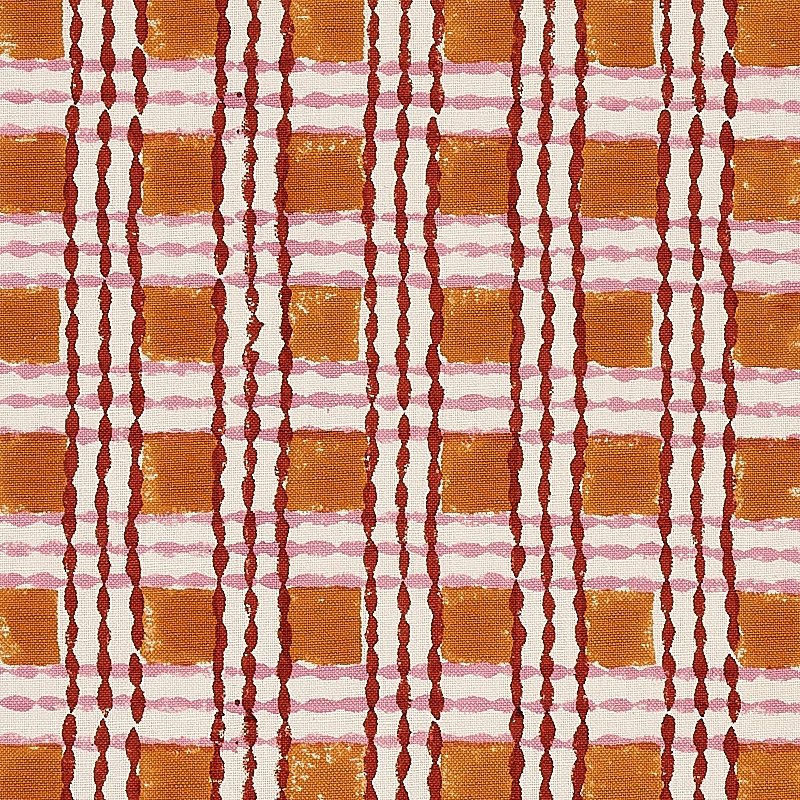 Purchase sample of 179802 Trellis Hand Block Print, Copper and Rose by Schumacher Fabric