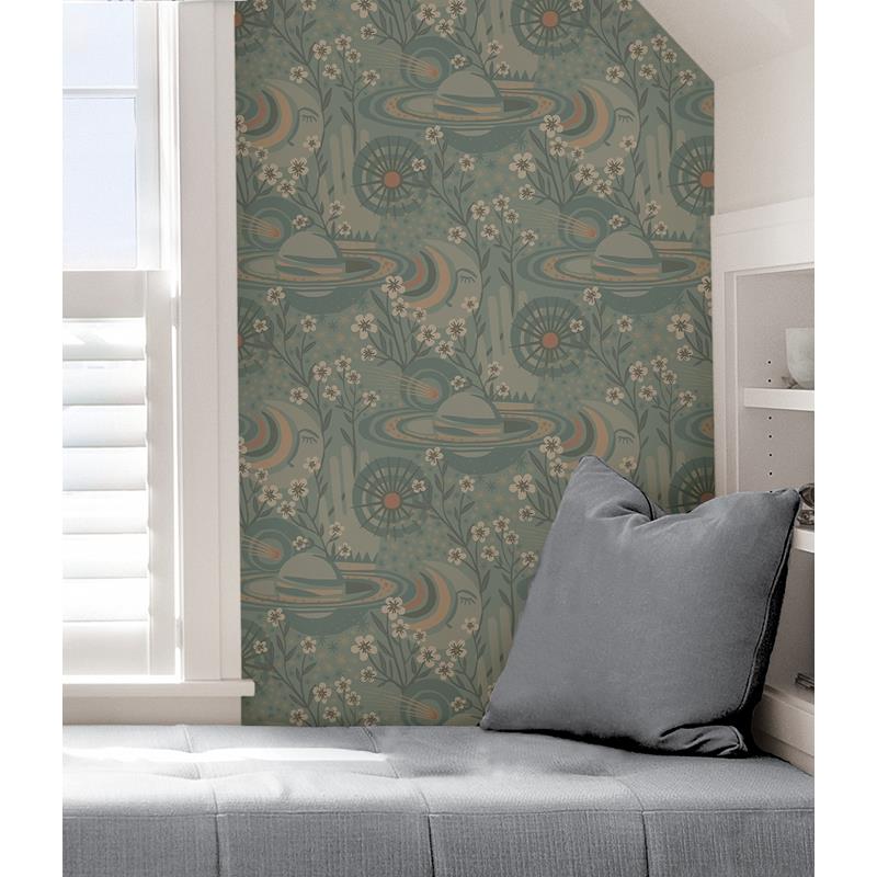 PLS4209 Pip &amp; Lo Teal Ethereal Cosmos Peel &amp; Stick Wallpaper by NuWallpaper5