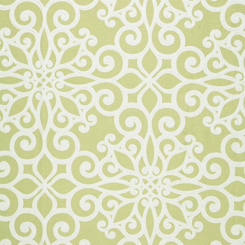 Looking 174563 Rosegate Embroidered Print Chartreuse by Schumacher Fabric
