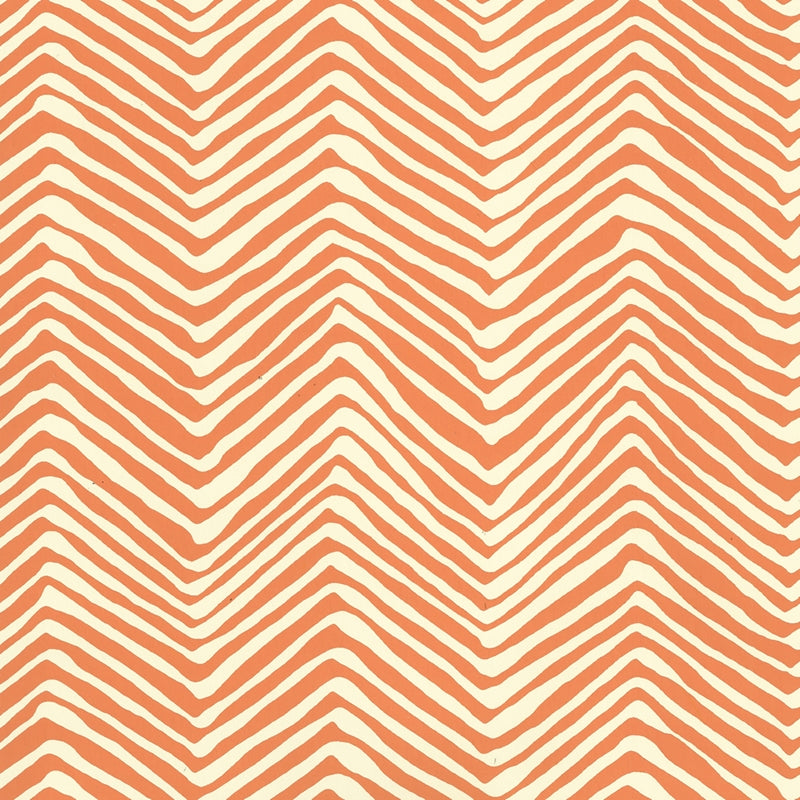 Sample AP303-12 Petite Zig Zag, Salmon on Off White by Quadrille Wallpaper