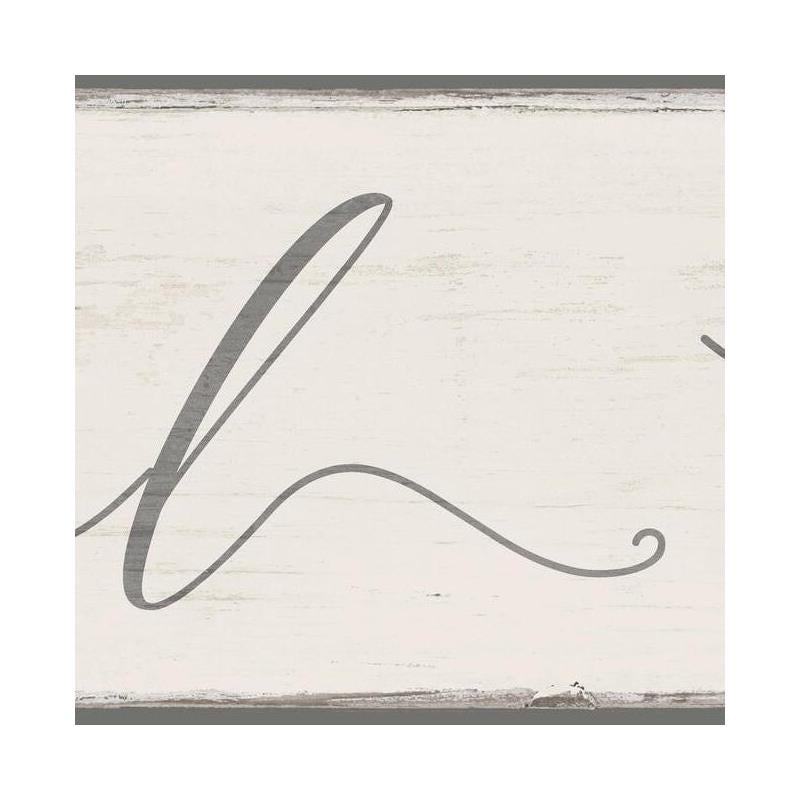 Sample FH4097BD Simply Farmhouse, Let's Stay Home Border Cream Gray York Wallpaper