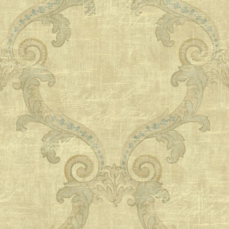Looking AR32207 Nouveau Frame with Writing by Wallquest Wallpaper
