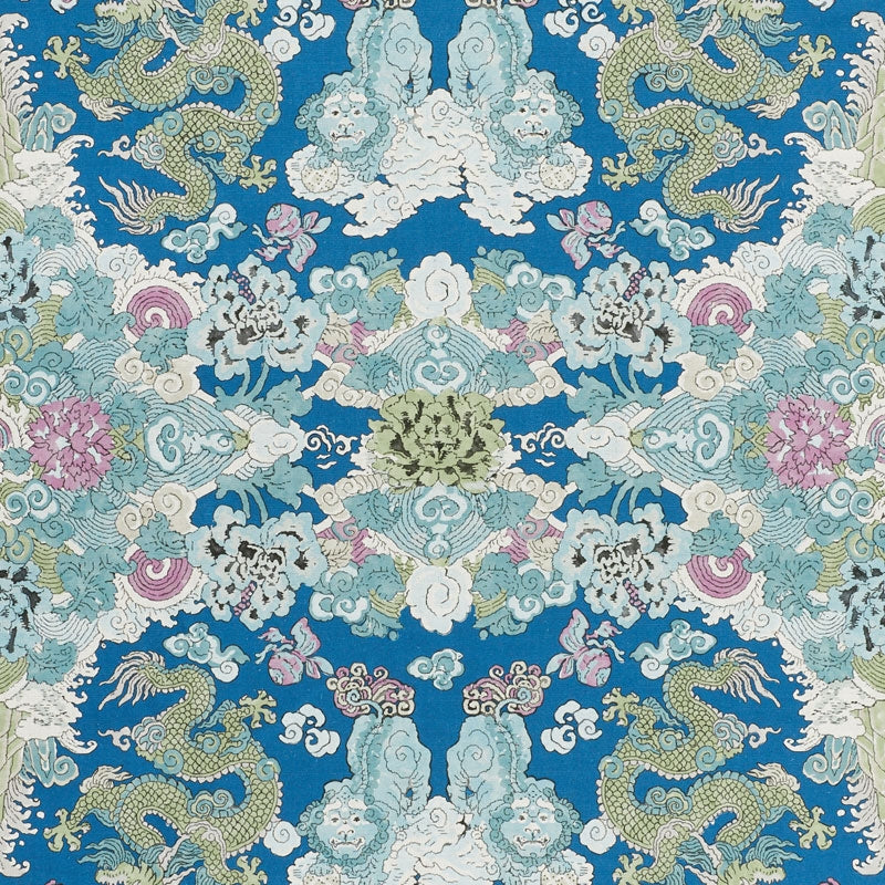 Purchase sample of 178050 Magic Mountain Dragon, Blue by Schumacher Fabric
