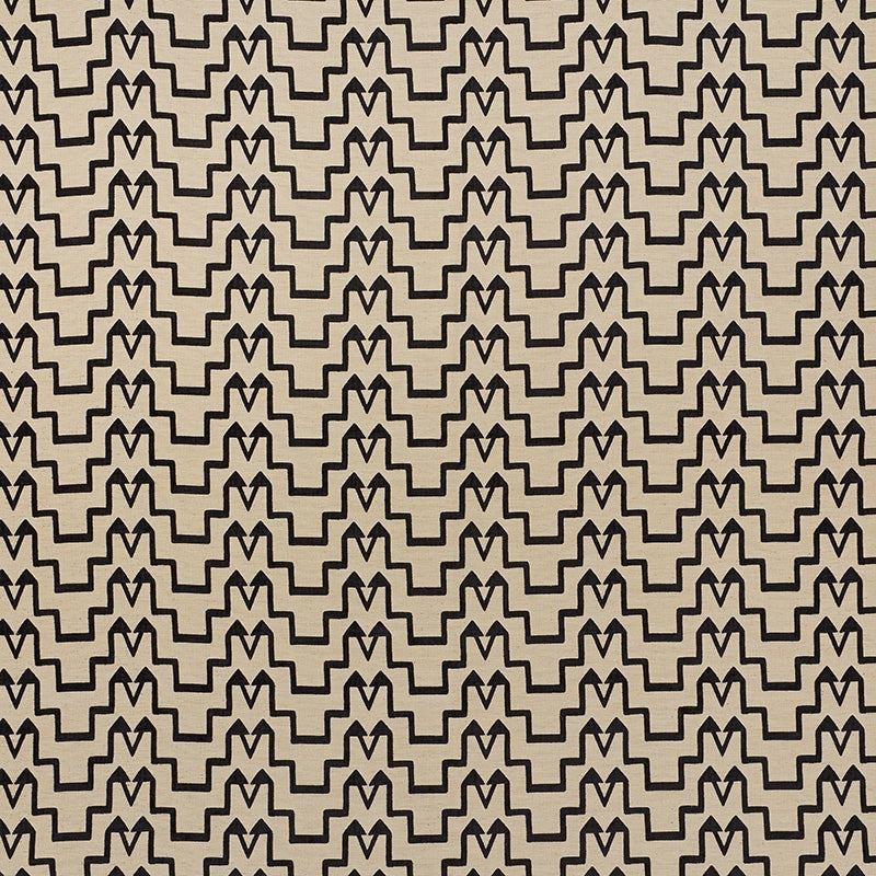 Purchase sample of 71240 Turkish Step, Black/Natural by Schumacher Fabric