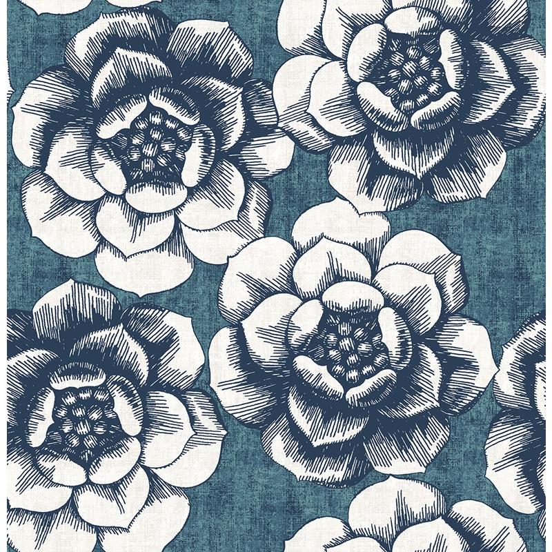 View 2763-24238 Moonlight Blue Flowers A-Street Prints Wallpaper