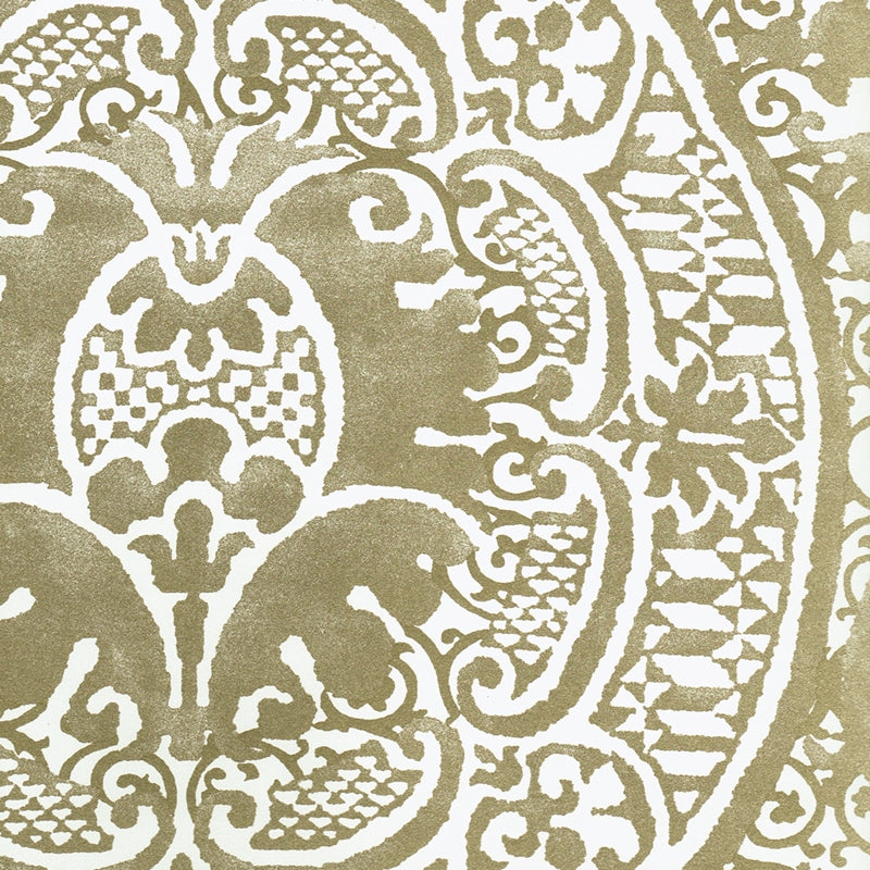 Sample 352000W-10OWP Veneto, Gold Metallic On Off White by Quadrille Wallpaper