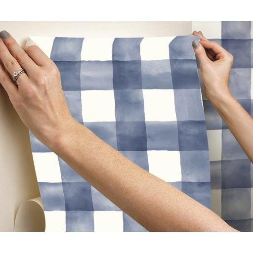 Purchase Psw1078Rl Watercolors Plaid Blue Peel And Stick Wallpaper