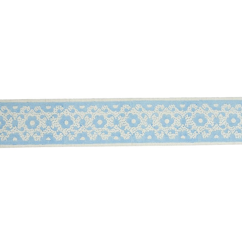 Looking 79121 Brinda Hand Blocked Tape Sky By Schumacher Trim