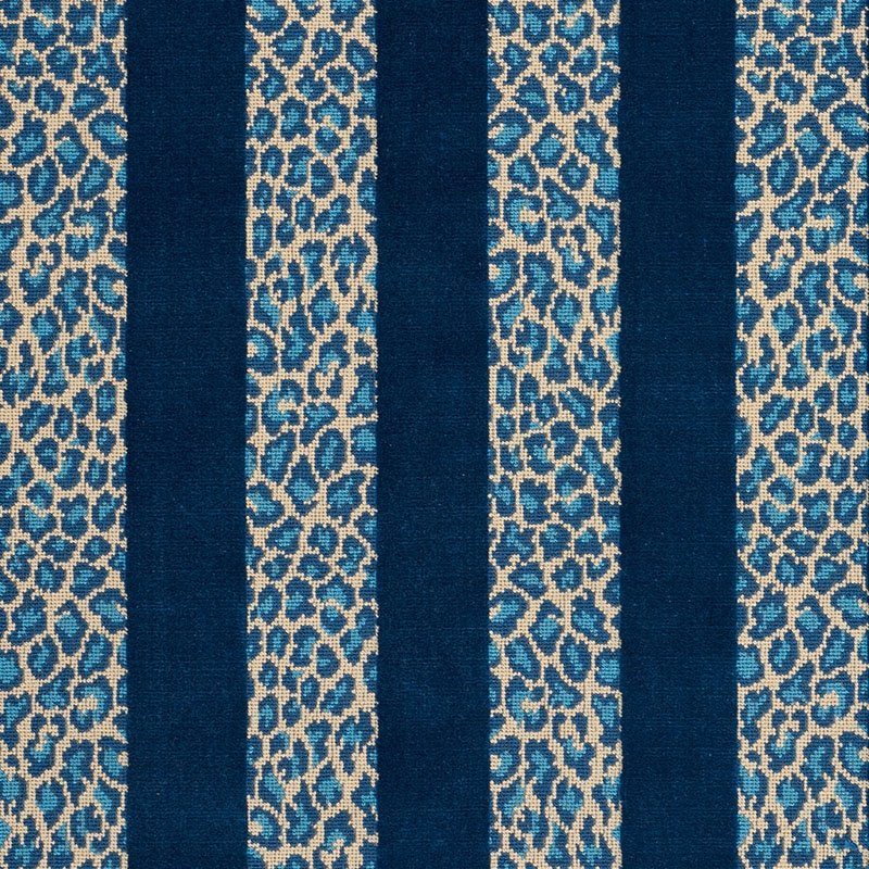 Purchase sample of 77140 Guepard Stripe Velvet, Mediterranean by Schumacher Fabric