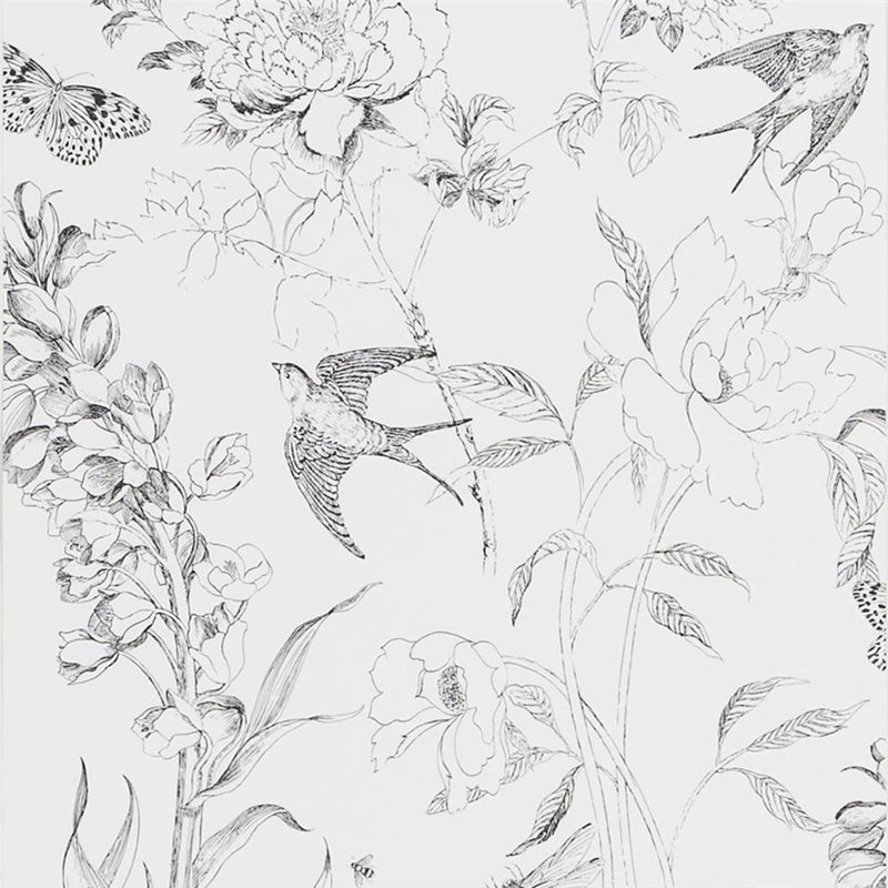 Looking PDG721/01 Sibylla Garden Black And White by Designer Guild Wallpaper