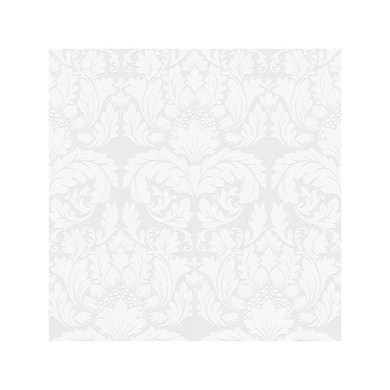 Sample 4000-95135-1 PaintWorks, Jan White Damask Paintable by Brewster Wallpaper