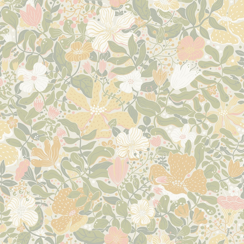 Sample 4111-63019 Briony, Midsommar Pastel Floral Medley Wallpaper by A-Street Prints Wallpaper