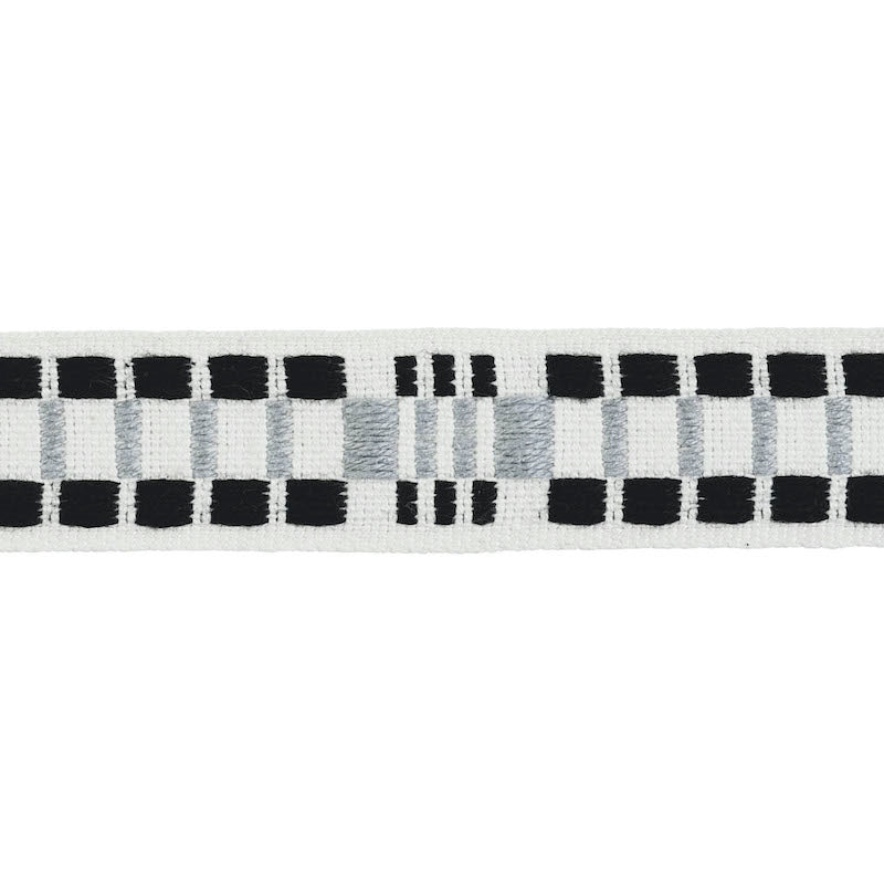78991 | Carmo Tape Narrow, Silver & Black - Schumacher Fabric