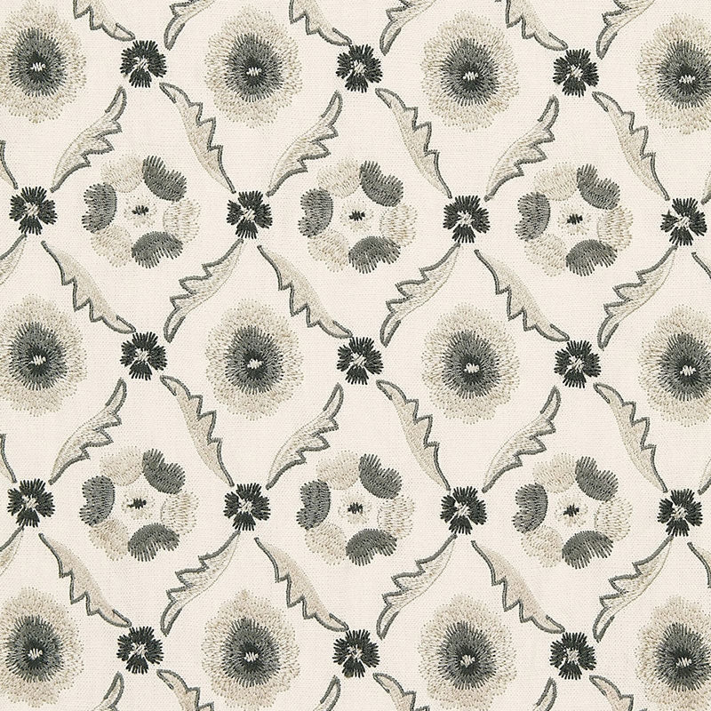 Purchase sample of 65743 Claremont Embroidery, Grisaille by Schumacher Fabric