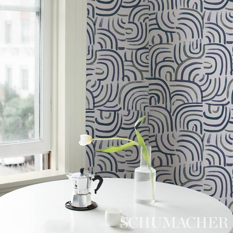 Acquire 5013690 New Beat Blue and Green Schumacher Wallcovering Wallpaper