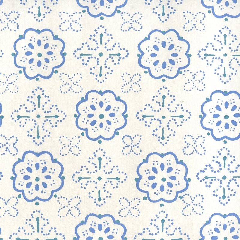 Sample 306306W Crawford, Multi Blues On Almost White by Quadrille Wallpaper