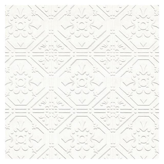 Buy 4000-93996 PaintWorks Brooklyn White Tin Paintable White Brewster Wallpaper