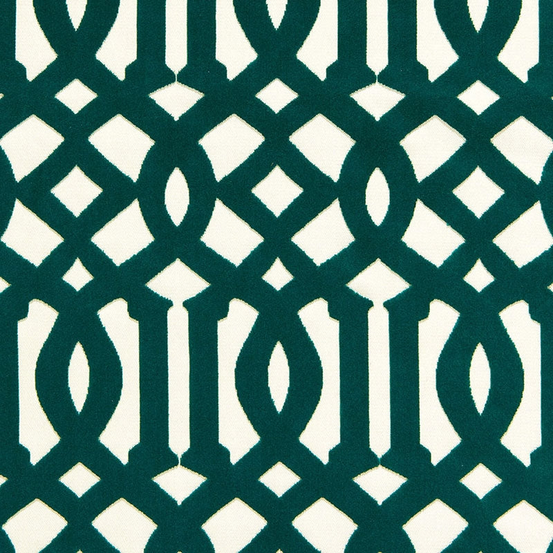 Purchase sample of 65590 Imperial Trellis Velvet, Peacock by Schumacher Fabric