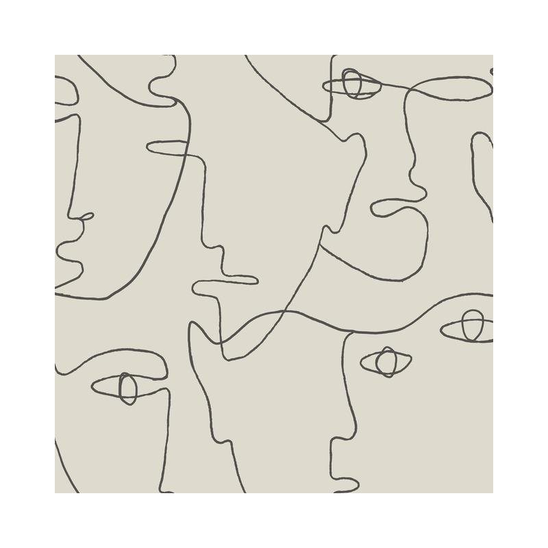 Sample PSW1055RL Line Art, Bohemian Neutral Peel and Stick Wallpaper