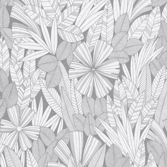 Save on 4081-26344 Happy Bannon Grey Leaves Grey A-Street Prints Wallpaper