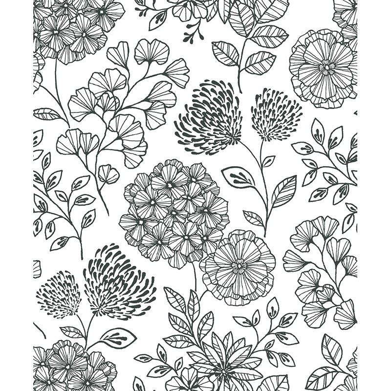 Sample 2975-26203 Scott Living II, Ada Black Floral by A-Street Prints Wallpaper