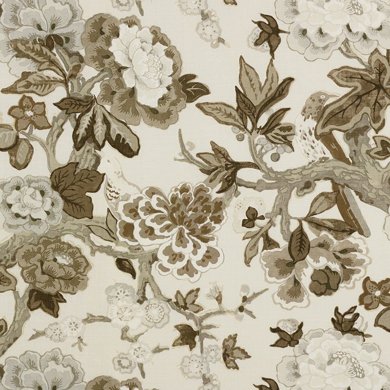 Purchase sample of 175871 Bermuda Blossoms, Snow by Schumacher Fabric