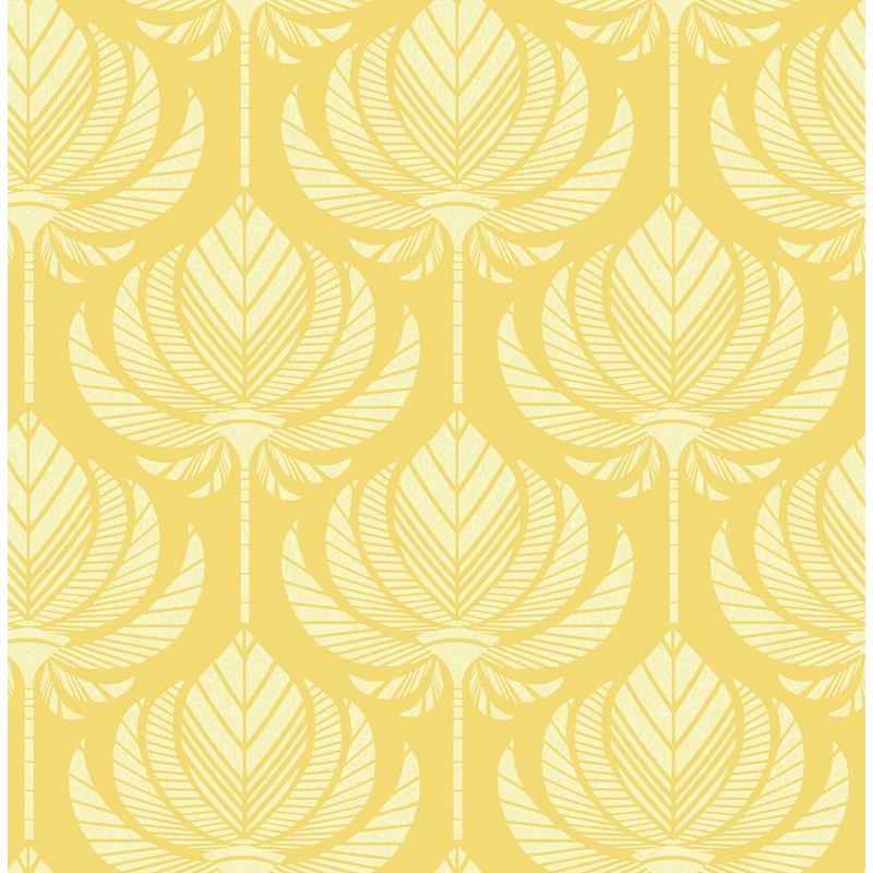 Sample 4014-26427 Seychelles, Palmier Yellow Lotus Fan Wallpaper by A-Street Prints Wallpaper