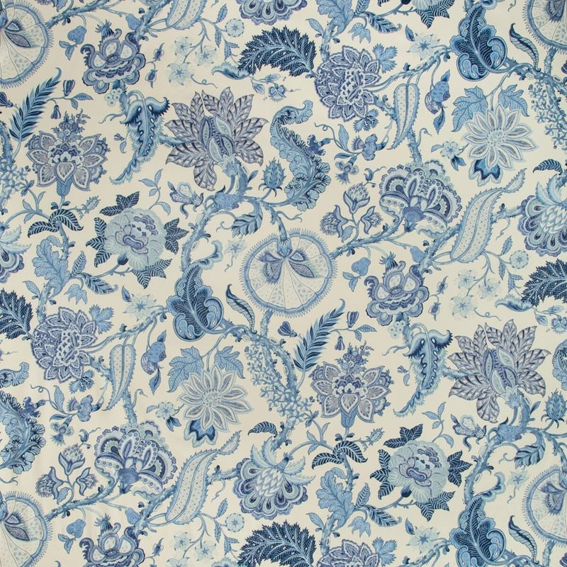 Sample 8019128-50 Saranda Print Blue Botanical Brunschwig and Fils Fabric