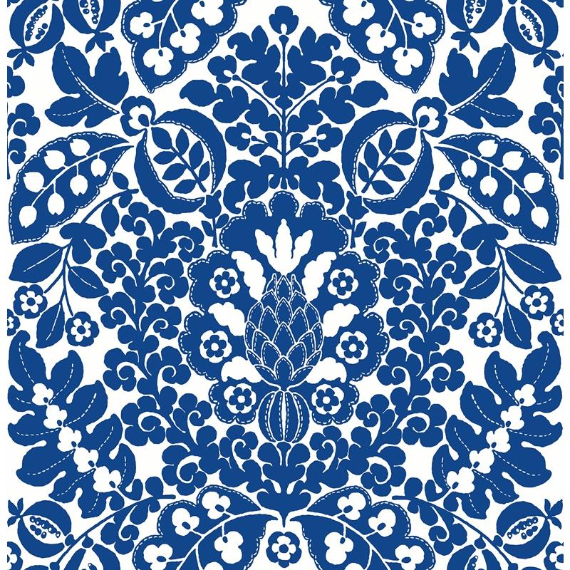 Sample 4081-26332 Happy, Marni Blue Fruit Damask by A-Street Prints Wallpaper