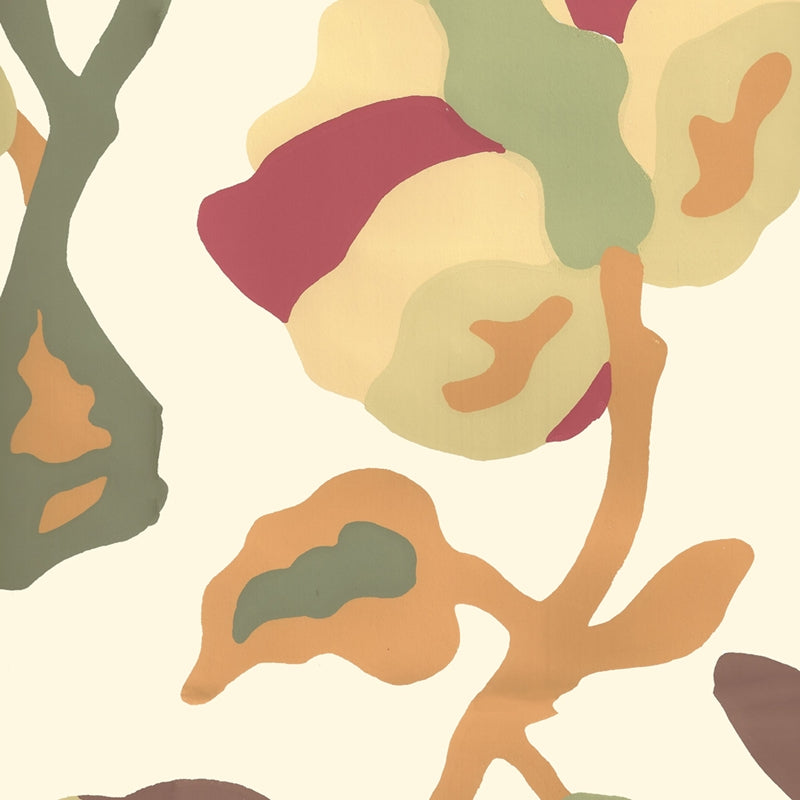 Acquire AP804-18 Potalla  Multi Greens Rust on Off White by Quadrille Wallpaper