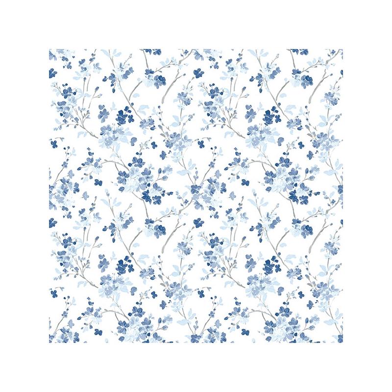 Sample 3122-10902 Flora and Fauna Glinda Navy Floral Trail by Chesapeake Wallpaper