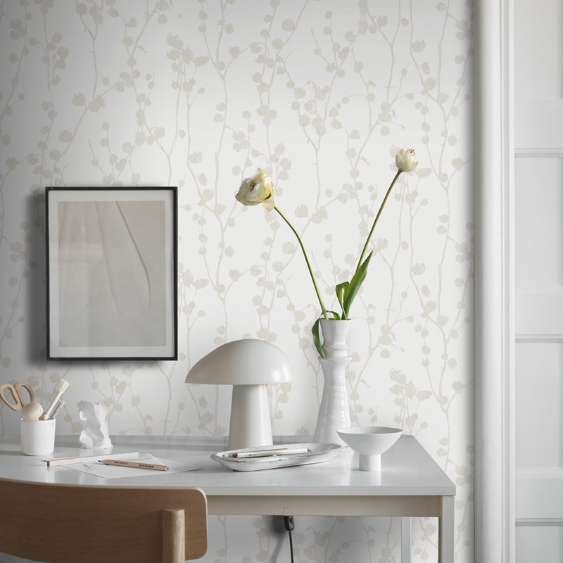 Borãstapeter Velvet Leaves Ivory And Sage Wallpaper | DecoratorsBest