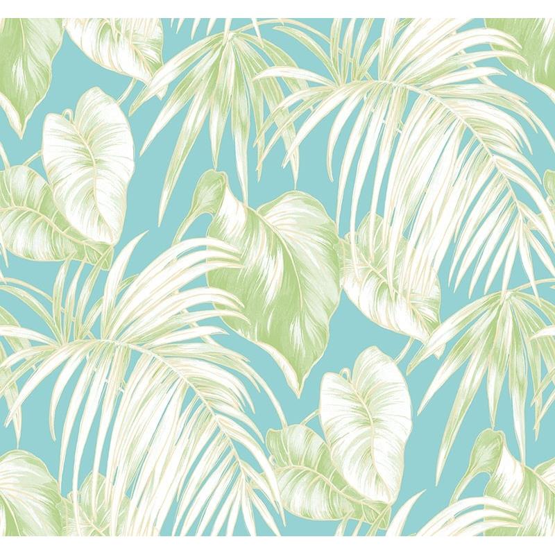 Save TA21602 Tortuga Blue Leaves by Seabrook Wallpaper