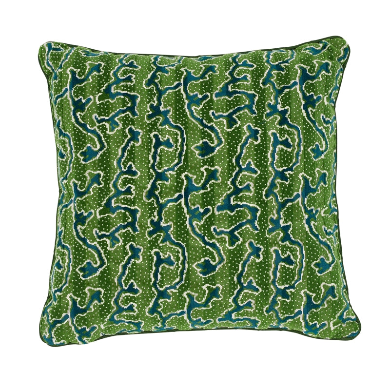 So7713006 | Corail Velvet 22" Pillow, Emerald - Schumacher Pillows