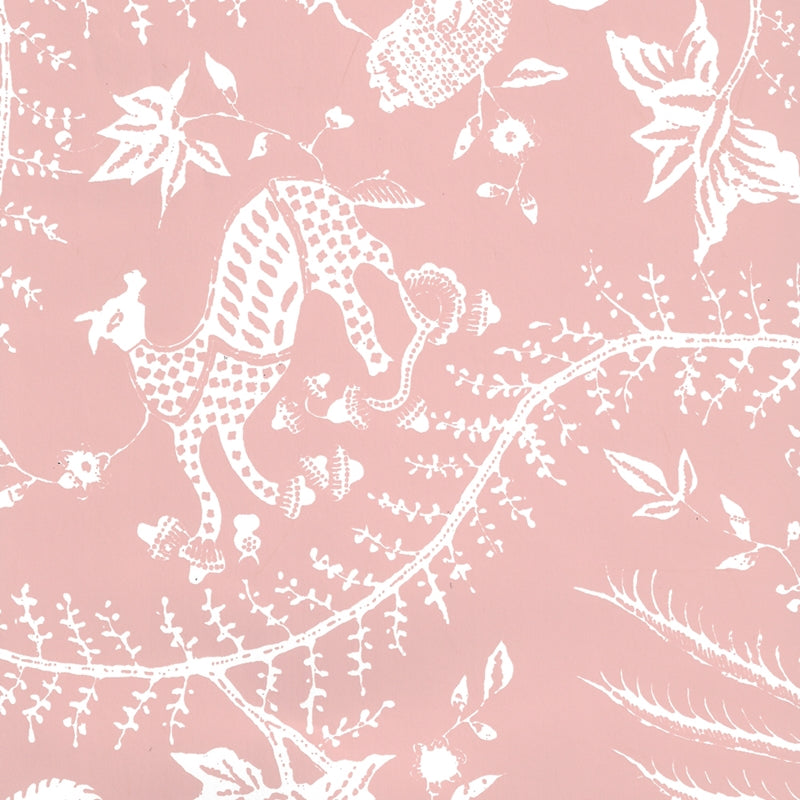 Sample 6780WP-06W Cirebon Reverse, Old Pink on White by Quadrille Wallpaper