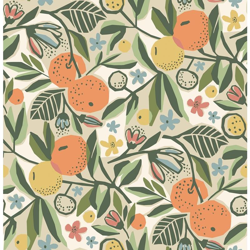 PLS4200 Pip &amp; Lo Ochre Clementine Garden Peel &amp; Stick Wallpaper by NuWallpaper