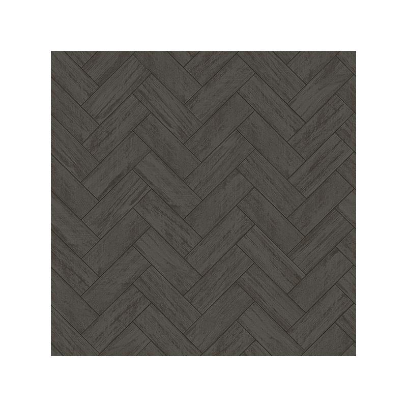 Sample 3123-10110 Homestead, Kaliko Dark Grey Wood Herringbone by Chesapeake Wallpaper
