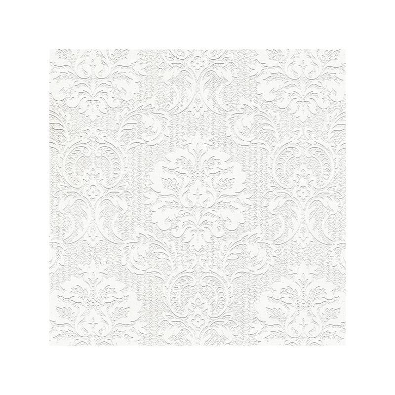 Sample 4000-32808 PaintWorks, Plouf White Damask Paintable by Brewster Wallpaper
