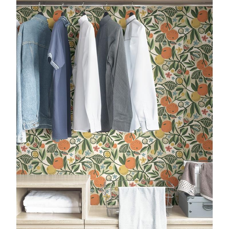 PLS4200 Pip &amp; Lo Ochre Clementine Garden Peel &amp; Stick Wallpaper by NuWallpaper4