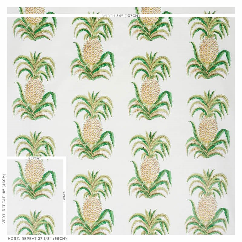 Purchase 178800 Pineapples Chintz Ivory Schumacher Fabric