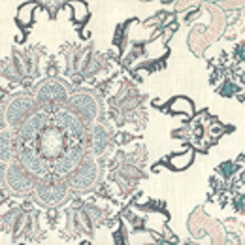 Sample HC1980W-04AWP Isfahan, Multi Blues Pink Gold On Almost White by Quadrille Wallpaper