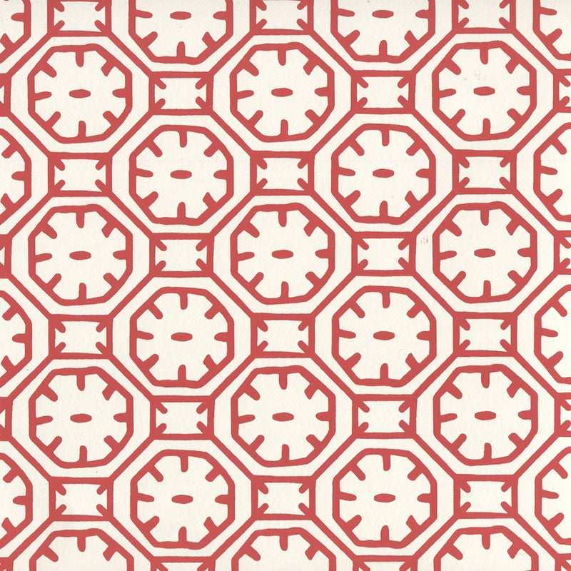 Sample 8150WP-09 Ceylon Batik, Red on Almost White by Quadrille Wallpaper