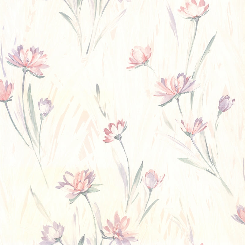 Sample 2904-37400 Fresh Start Kitchen and Bath, Gloria Eggshell Floral Wallpaper by Brewster