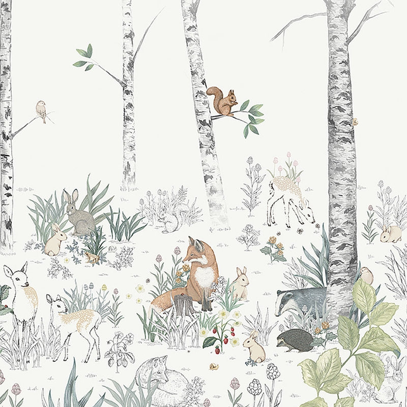 Sample 7481 Magic Forest Mural, Ivory By Borastapeter Wallpaper