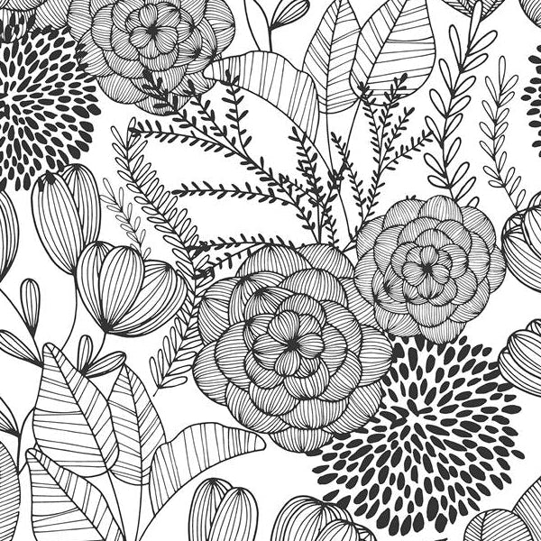 Shop NUS3501 Black Secret Garden Botanical Peel and Stick by Wallpaper