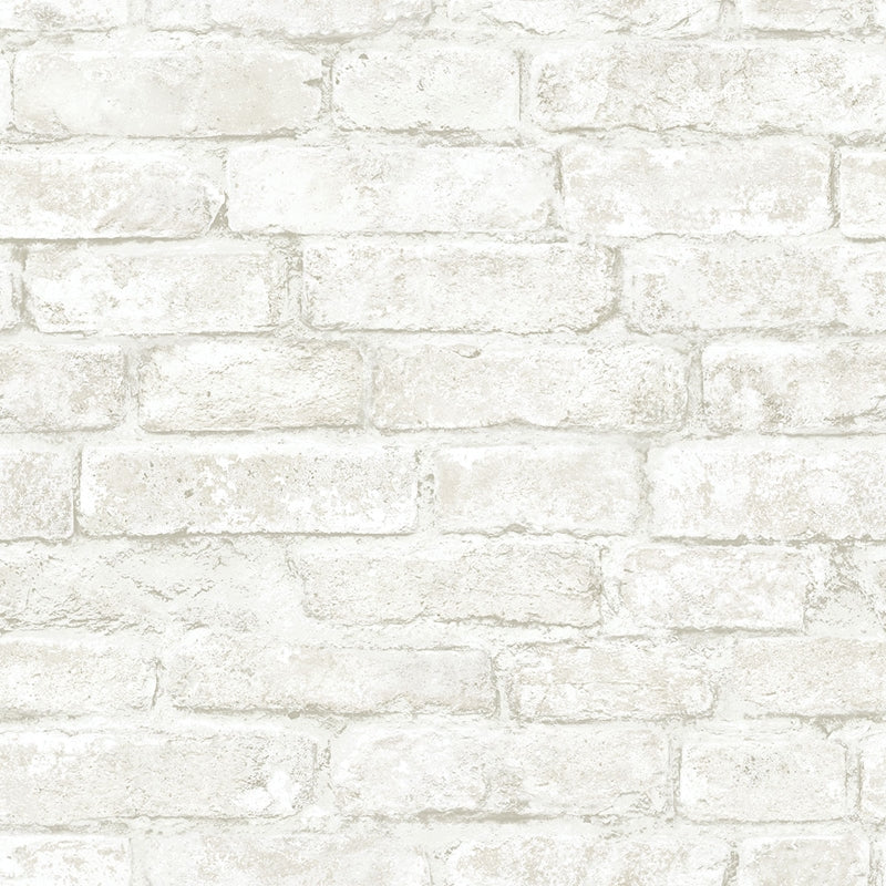 Sample 3115-12481 Farmhouse, Arlington Off-White Brick by Chesapeake Wallpaper