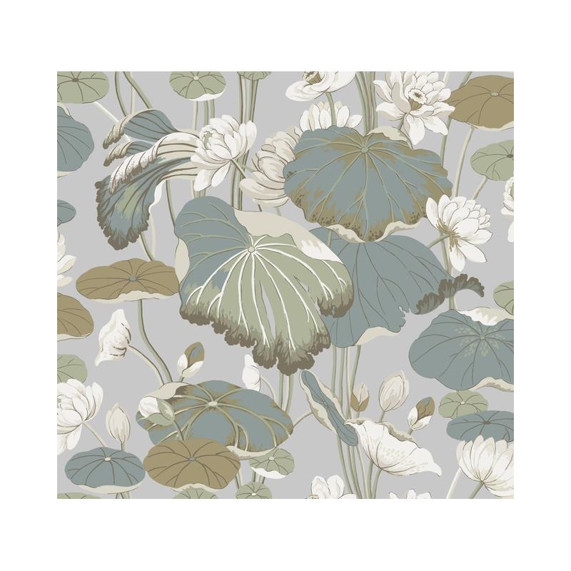 Sample GO8294 Lotus Pond Heather/Cotton, Greenhouse by York Wallpaper